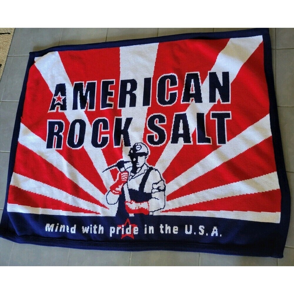 Vntg Hudson Blankets American Rock Salt Mined With Pride In The U.S.A. 50"x 62"